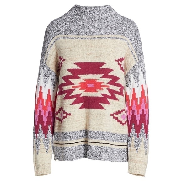 NWT NIC + ZOE Aztec Southwestern Striped Knit Mock Turtleneck Pullover Sweater M - Picture 13 of 13